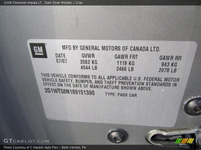 Dark Silver Metallic / Gray 2008 Chevrolet Impala LT