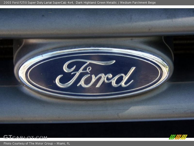 Dark Highland Green Metallic / Medium Parchment Beige 2003 Ford F250 Super Duty Lariat SuperCab 4x4
