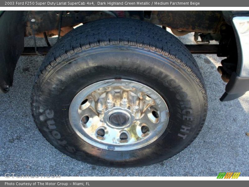 Dark Highland Green Metallic / Medium Parchment Beige 2003 Ford F250 Super Duty Lariat SuperCab 4x4