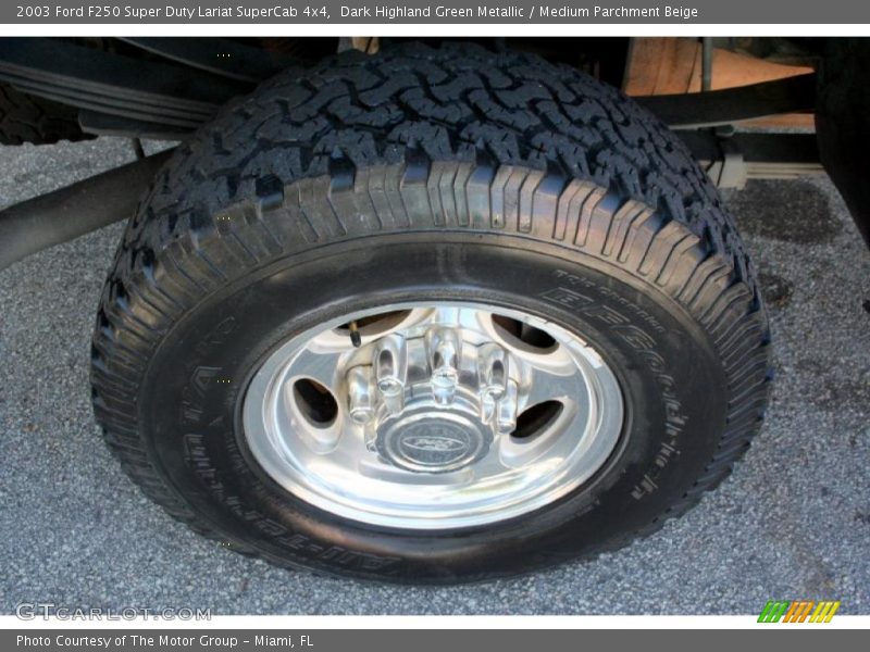 Dark Highland Green Metallic / Medium Parchment Beige 2003 Ford F250 Super Duty Lariat SuperCab 4x4