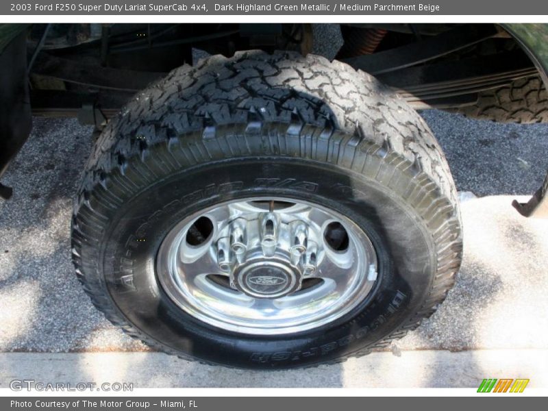 Dark Highland Green Metallic / Medium Parchment Beige 2003 Ford F250 Super Duty Lariat SuperCab 4x4
