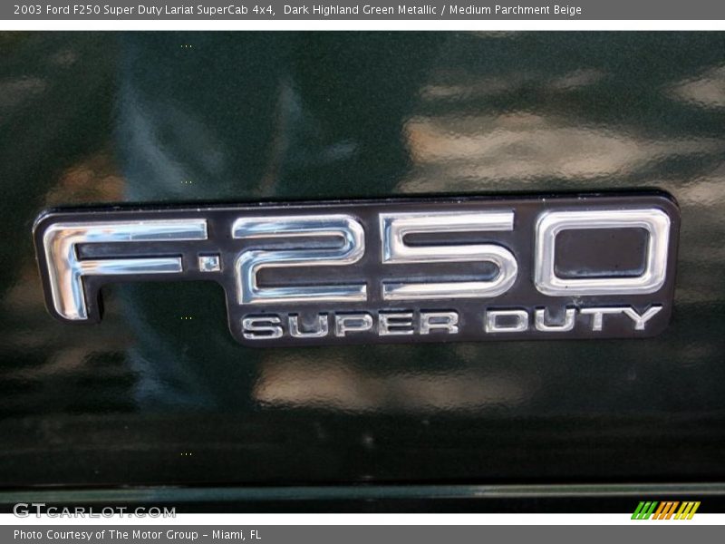 Dark Highland Green Metallic / Medium Parchment Beige 2003 Ford F250 Super Duty Lariat SuperCab 4x4