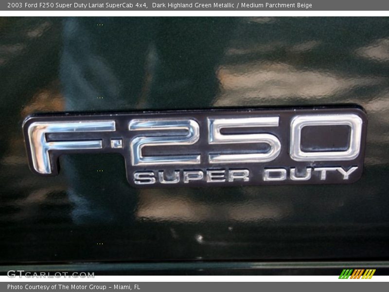 Dark Highland Green Metallic / Medium Parchment Beige 2003 Ford F250 Super Duty Lariat SuperCab 4x4