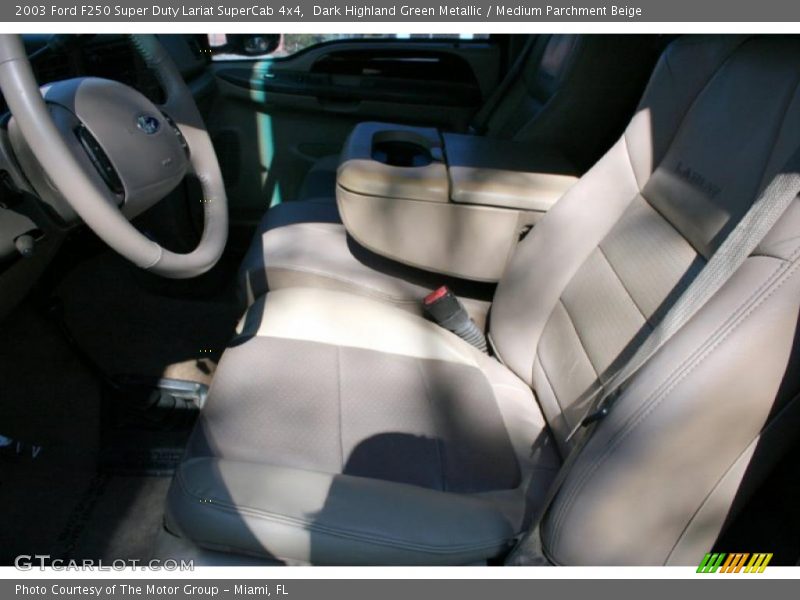 Dark Highland Green Metallic / Medium Parchment Beige 2003 Ford F250 Super Duty Lariat SuperCab 4x4