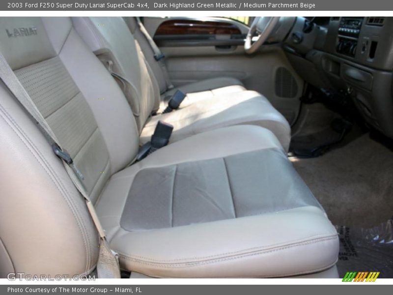 Dark Highland Green Metallic / Medium Parchment Beige 2003 Ford F250 Super Duty Lariat SuperCab 4x4