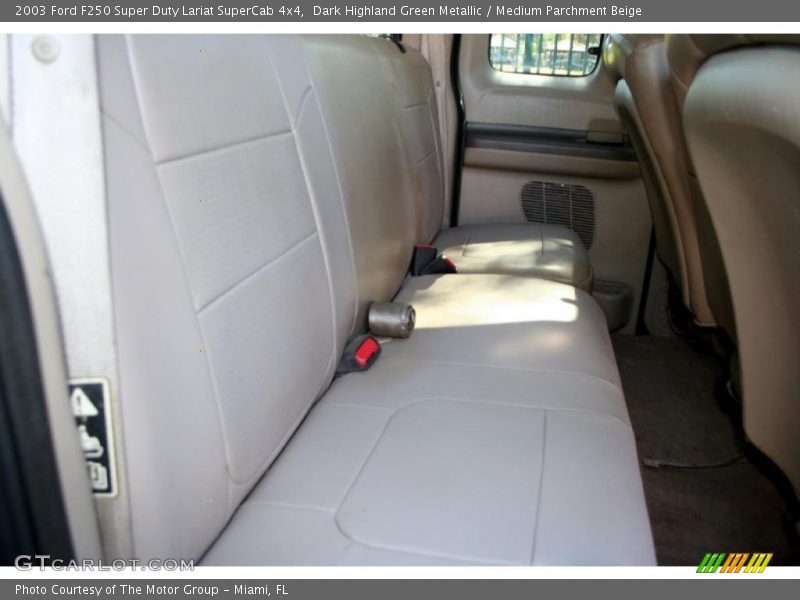 Dark Highland Green Metallic / Medium Parchment Beige 2003 Ford F250 Super Duty Lariat SuperCab 4x4