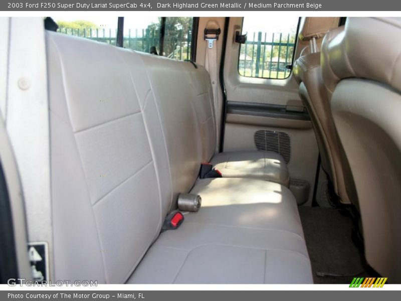 Dark Highland Green Metallic / Medium Parchment Beige 2003 Ford F250 Super Duty Lariat SuperCab 4x4