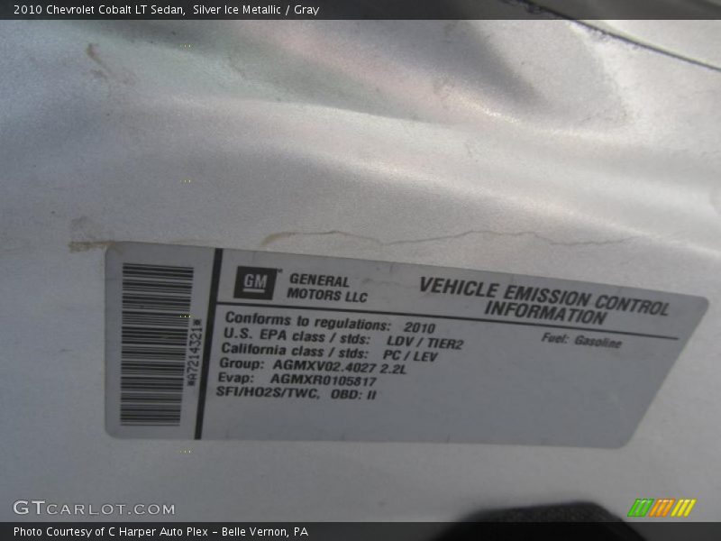 Silver Ice Metallic / Gray 2010 Chevrolet Cobalt LT Sedan