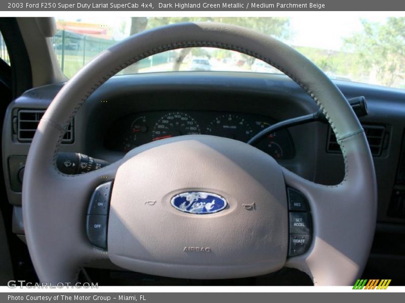 Dark Highland Green Metallic / Medium Parchment Beige 2003 Ford F250 Super Duty Lariat SuperCab 4x4