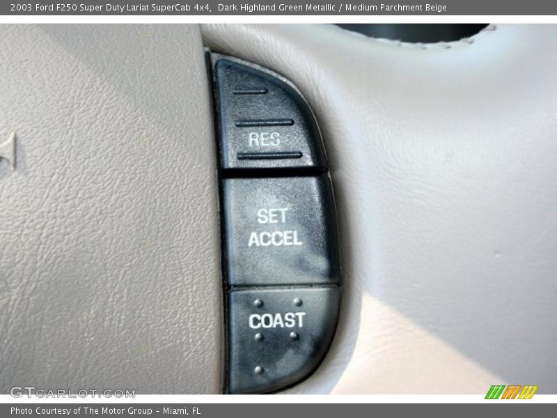 Dark Highland Green Metallic / Medium Parchment Beige 2003 Ford F250 Super Duty Lariat SuperCab 4x4