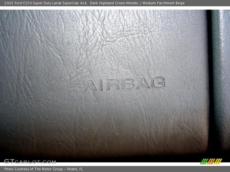 Dark Highland Green Metallic / Medium Parchment Beige 2003 Ford F250 Super Duty Lariat SuperCab 4x4