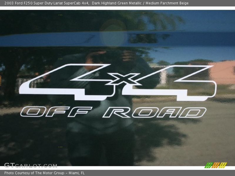 Dark Highland Green Metallic / Medium Parchment Beige 2003 Ford F250 Super Duty Lariat SuperCab 4x4