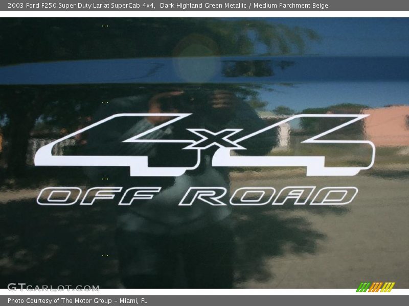 Dark Highland Green Metallic / Medium Parchment Beige 2003 Ford F250 Super Duty Lariat SuperCab 4x4