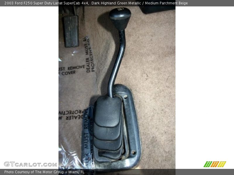 Dark Highland Green Metallic / Medium Parchment Beige 2003 Ford F250 Super Duty Lariat SuperCab 4x4