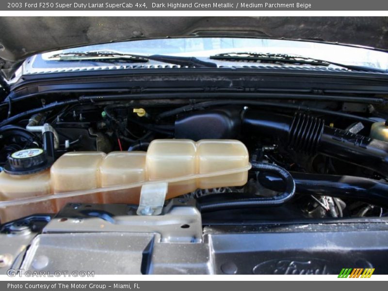 Dark Highland Green Metallic / Medium Parchment Beige 2003 Ford F250 Super Duty Lariat SuperCab 4x4