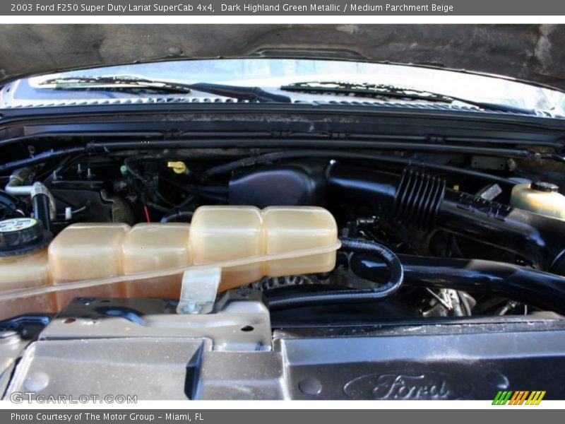 Dark Highland Green Metallic / Medium Parchment Beige 2003 Ford F250 Super Duty Lariat SuperCab 4x4