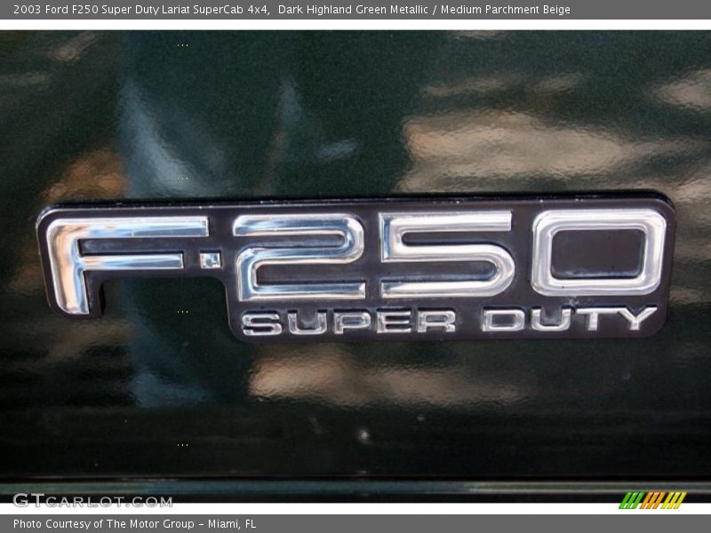 Dark Highland Green Metallic / Medium Parchment Beige 2003 Ford F250 Super Duty Lariat SuperCab 4x4