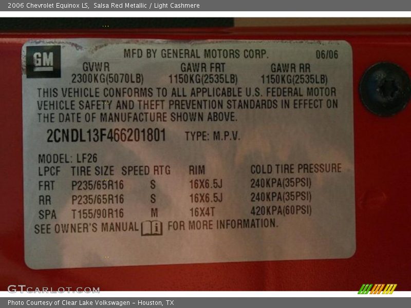 Salsa Red Metallic / Light Cashmere 2006 Chevrolet Equinox LS