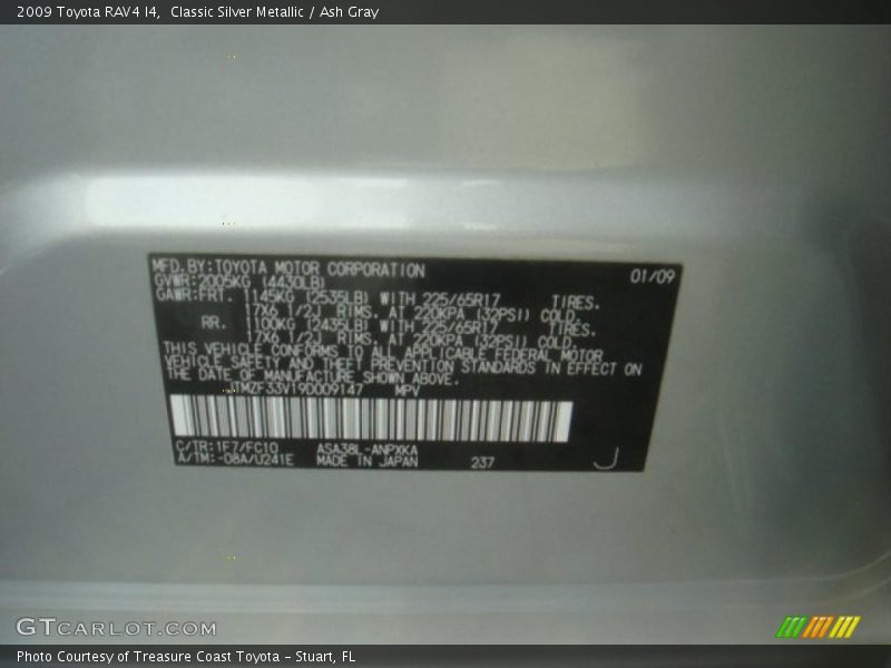 Classic Silver Metallic / Ash Gray 2009 Toyota RAV4 I4