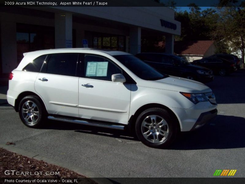 Aspen White Pearl / Taupe 2009 Acura MDX Technology
