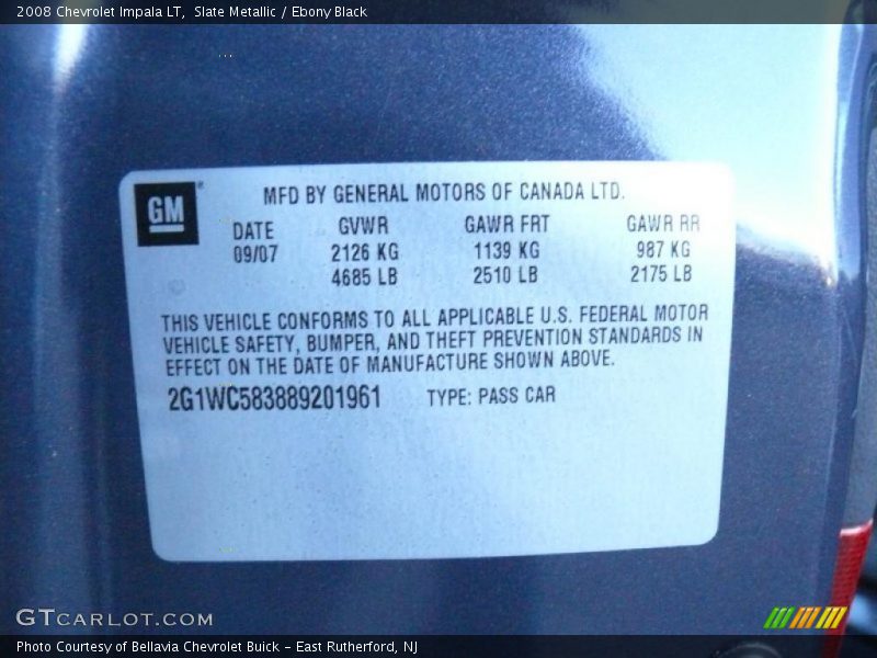 Slate Metallic / Ebony Black 2008 Chevrolet Impala LT