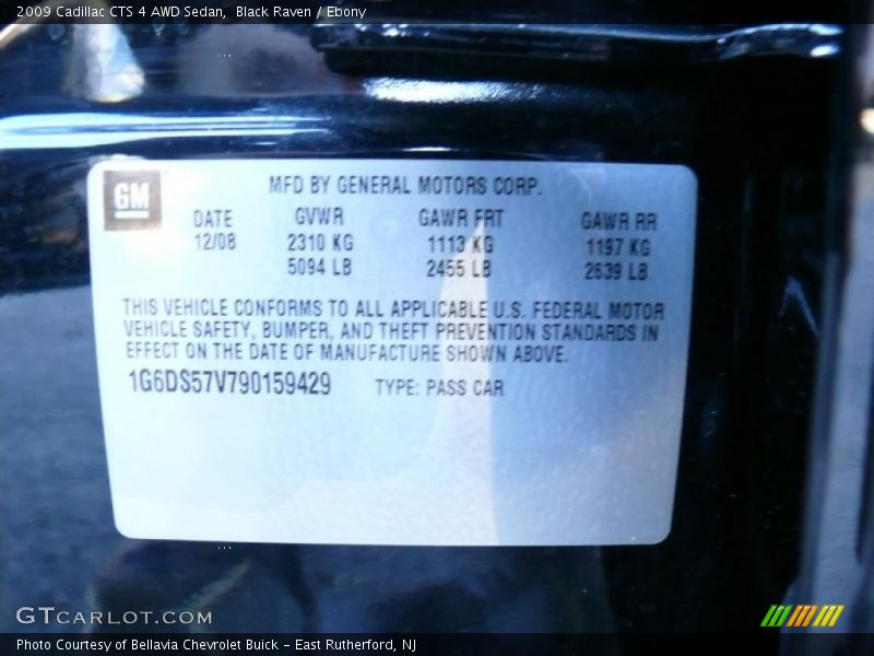 Black Raven / Ebony 2009 Cadillac CTS 4 AWD Sedan
