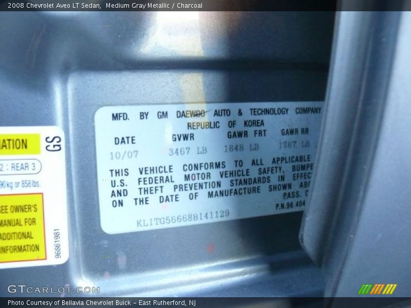 Medium Gray Metallic / Charcoal 2008 Chevrolet Aveo LT Sedan