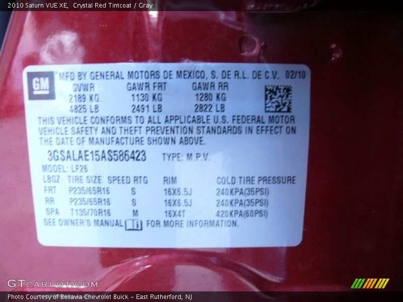 Crystal Red Tintcoat / Gray 2010 Saturn VUE XE