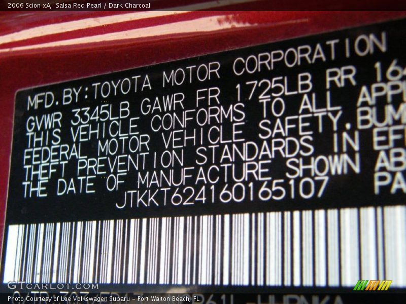 Salsa Red Pearl / Dark Charcoal 2006 Scion xA