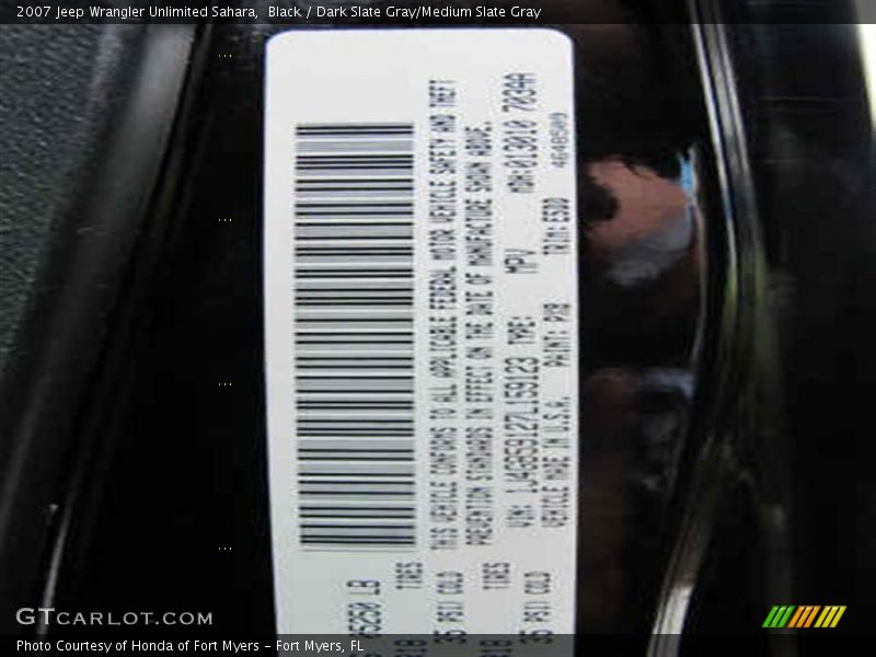 Black / Dark Slate Gray/Medium Slate Gray 2007 Jeep Wrangler Unlimited Sahara
