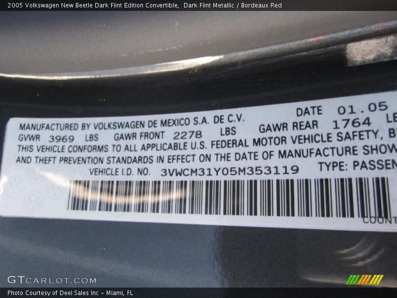 Dark Flint Metallic / Bordeaux Red 2005 Volkswagen New Beetle Dark Flint Edition Convertible
