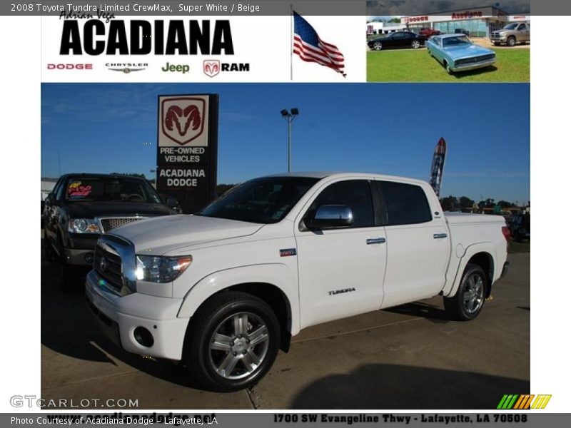 Super White / Beige 2008 Toyota Tundra Limited CrewMax