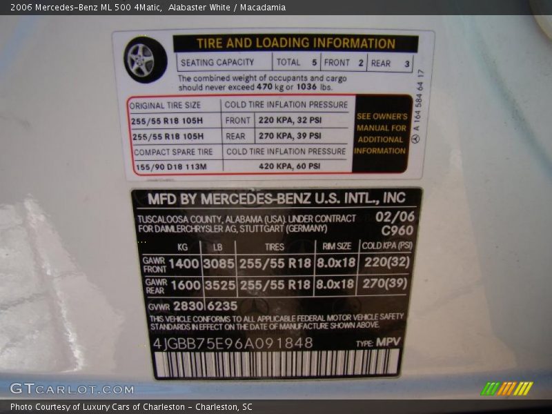 Alabaster White / Macadamia 2006 Mercedes-Benz ML 500 4Matic