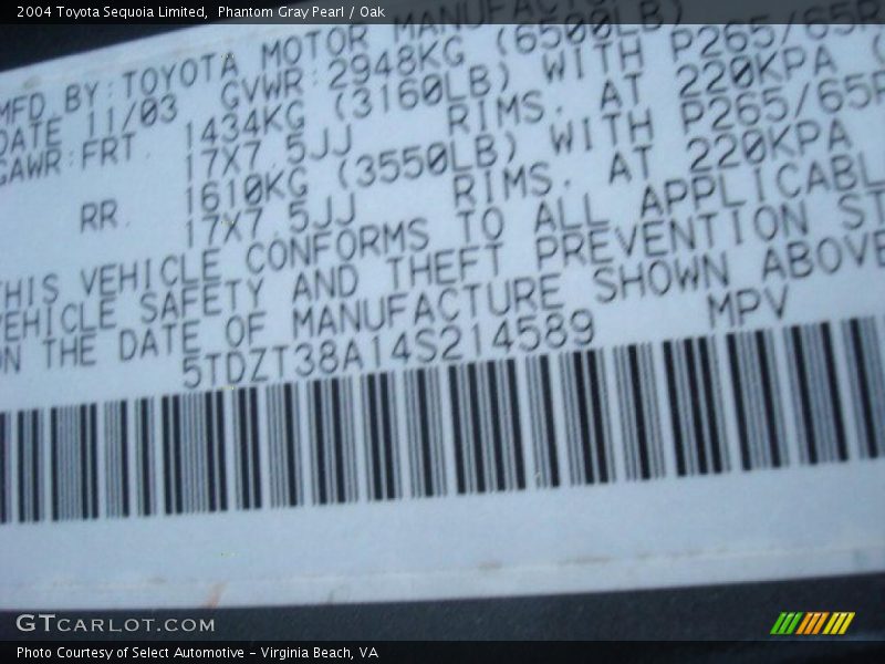 Phantom Gray Pearl / Oak 2004 Toyota Sequoia Limited