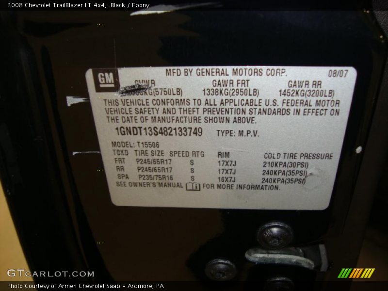 Black / Ebony 2008 Chevrolet TrailBlazer LT 4x4