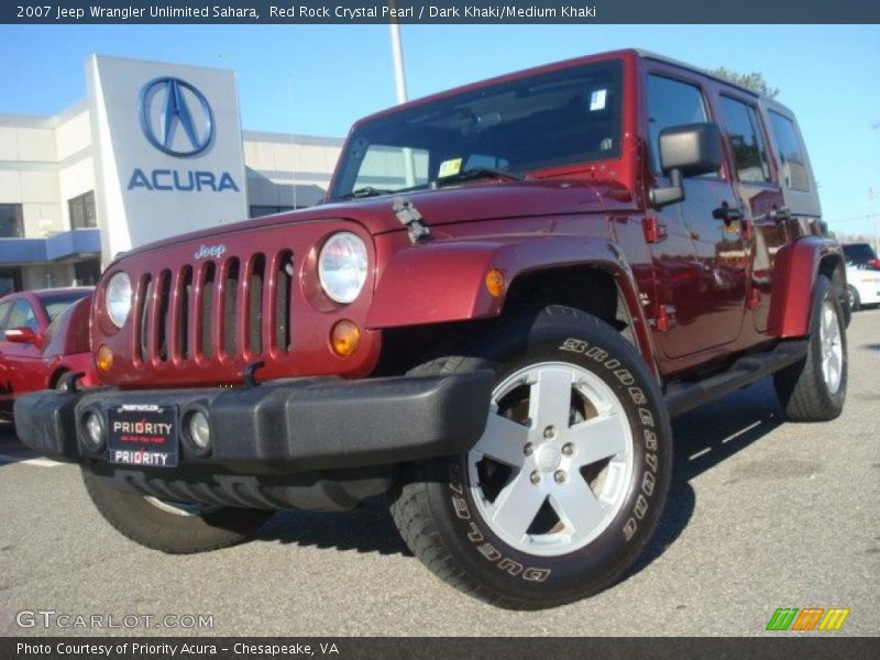 Red Rock Crystal Pearl / Dark Khaki/Medium Khaki 2007 Jeep Wrangler Unlimited Sahara