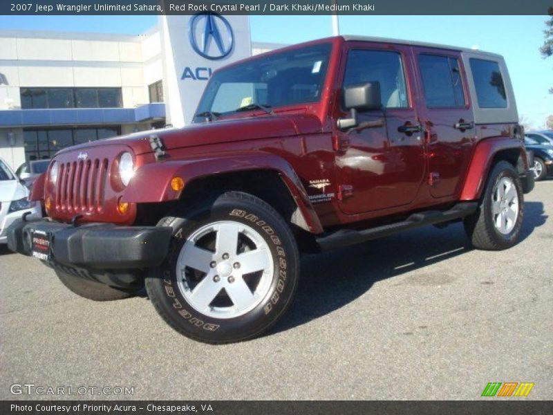 Red Rock Crystal Pearl / Dark Khaki/Medium Khaki 2007 Jeep Wrangler Unlimited Sahara