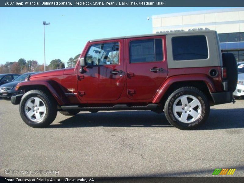 Red Rock Crystal Pearl / Dark Khaki/Medium Khaki 2007 Jeep Wrangler Unlimited Sahara