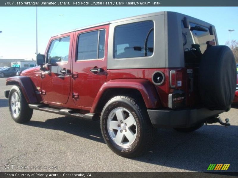 Red Rock Crystal Pearl / Dark Khaki/Medium Khaki 2007 Jeep Wrangler Unlimited Sahara