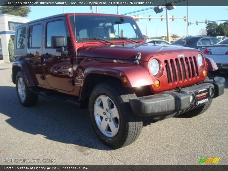 Red Rock Crystal Pearl / Dark Khaki/Medium Khaki 2007 Jeep Wrangler Unlimited Sahara