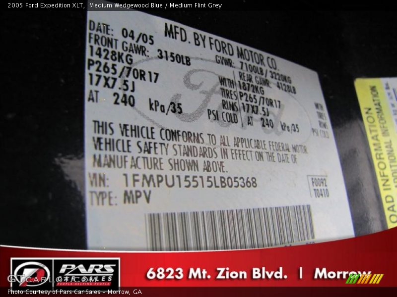 Medium Wedgewood Blue / Medium Flint Grey 2005 Ford Expedition XLT