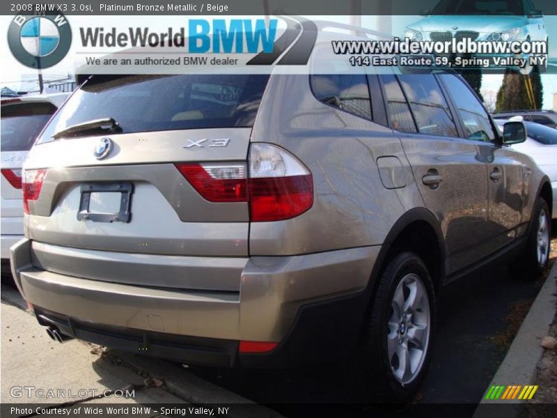 Platinum Bronze Metallic / Beige 2008 BMW X3 3.0si