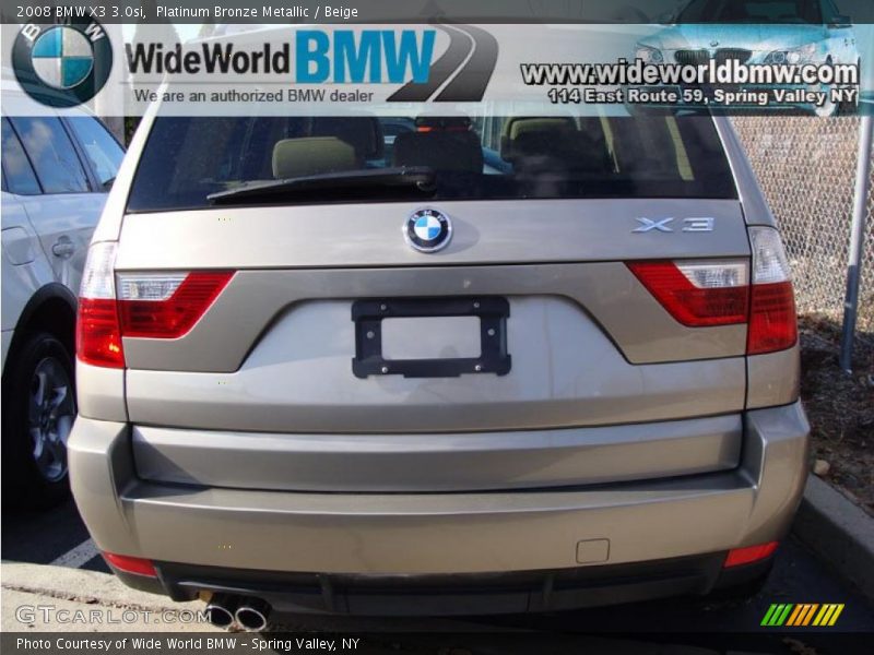 Platinum Bronze Metallic / Beige 2008 BMW X3 3.0si