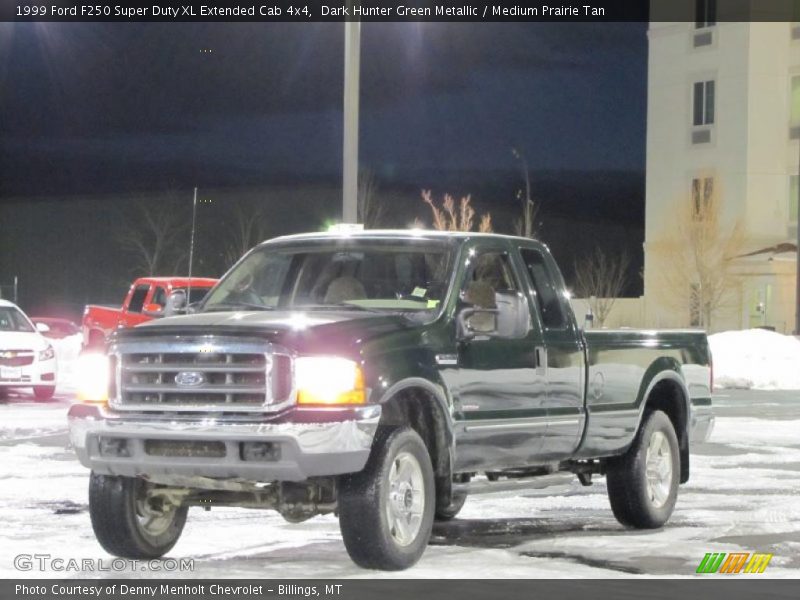 Dark Hunter Green Metallic / Medium Prairie Tan 1999 Ford F250 Super Duty XL Extended Cab 4x4