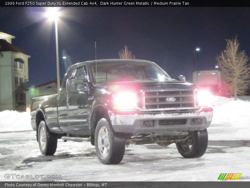 Dark Hunter Green Metallic / Medium Prairie Tan 1999 Ford F250 Super Duty XL Extended Cab 4x4