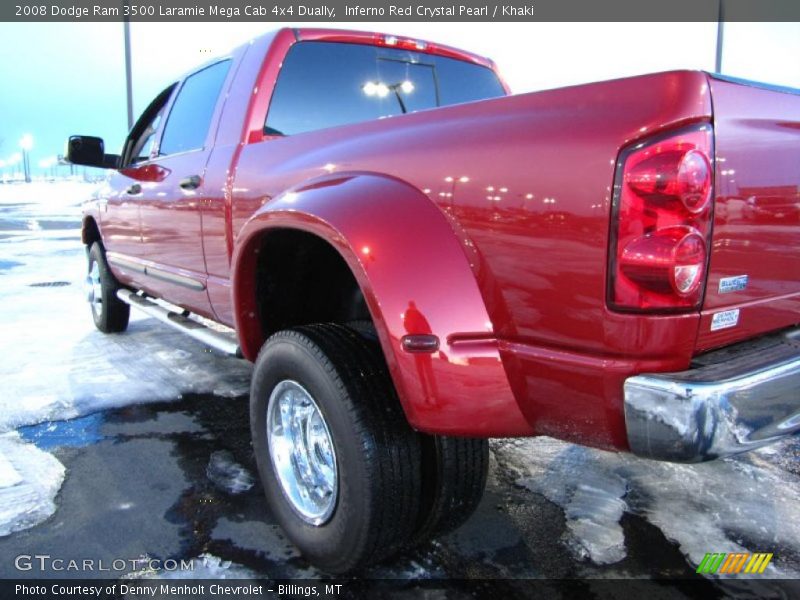 Inferno Red Crystal Pearl / Khaki 2008 Dodge Ram 3500 Laramie Mega Cab 4x4 Dually
