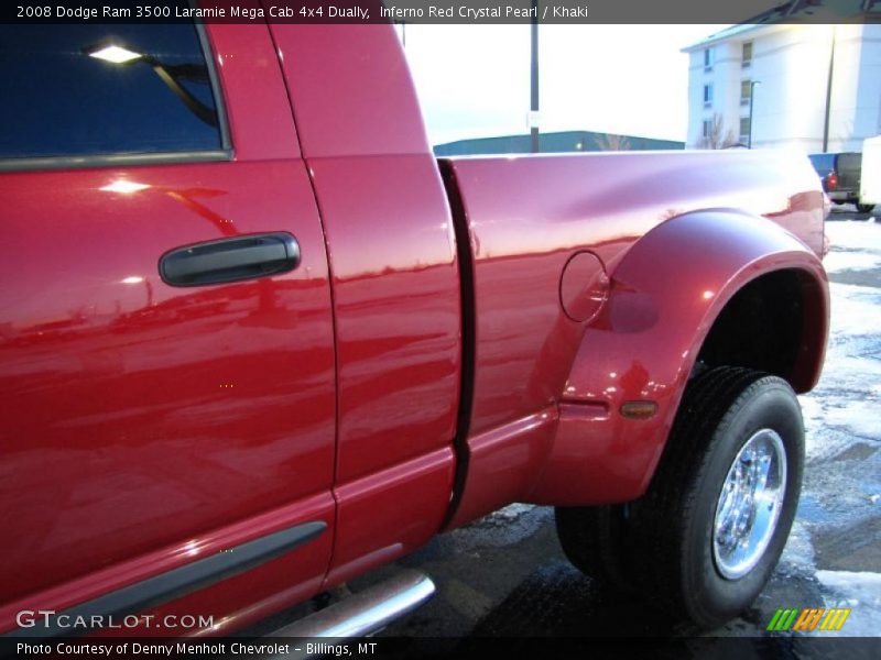 Inferno Red Crystal Pearl / Khaki 2008 Dodge Ram 3500 Laramie Mega Cab 4x4 Dually