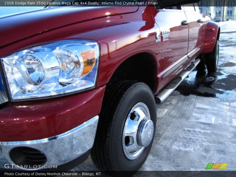 Inferno Red Crystal Pearl / Khaki 2008 Dodge Ram 3500 Laramie Mega Cab 4x4 Dually
