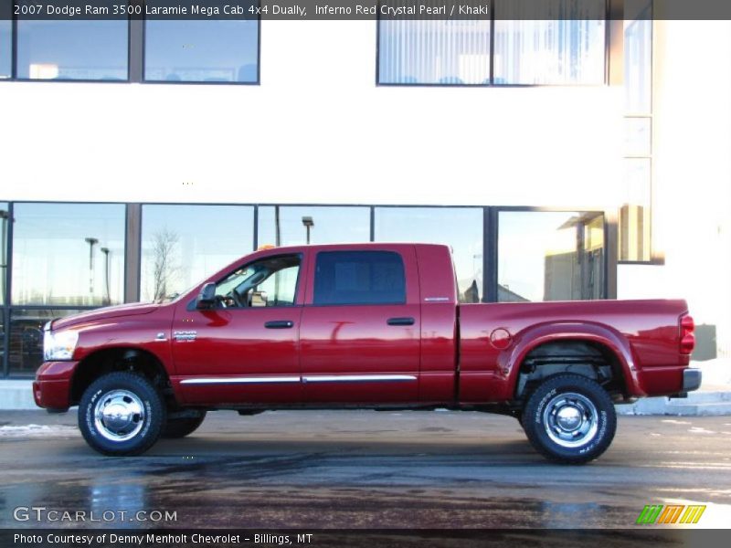  2007 Ram 3500 Laramie Mega Cab 4x4 Dually Inferno Red Crystal Pearl