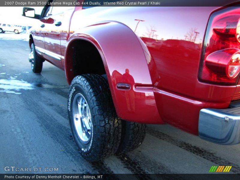 Inferno Red Crystal Pearl / Khaki 2007 Dodge Ram 3500 Laramie Mega Cab 4x4 Dually